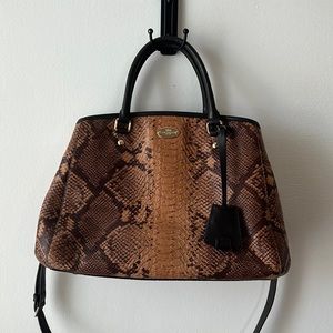 COACH embossed leather snake print bag